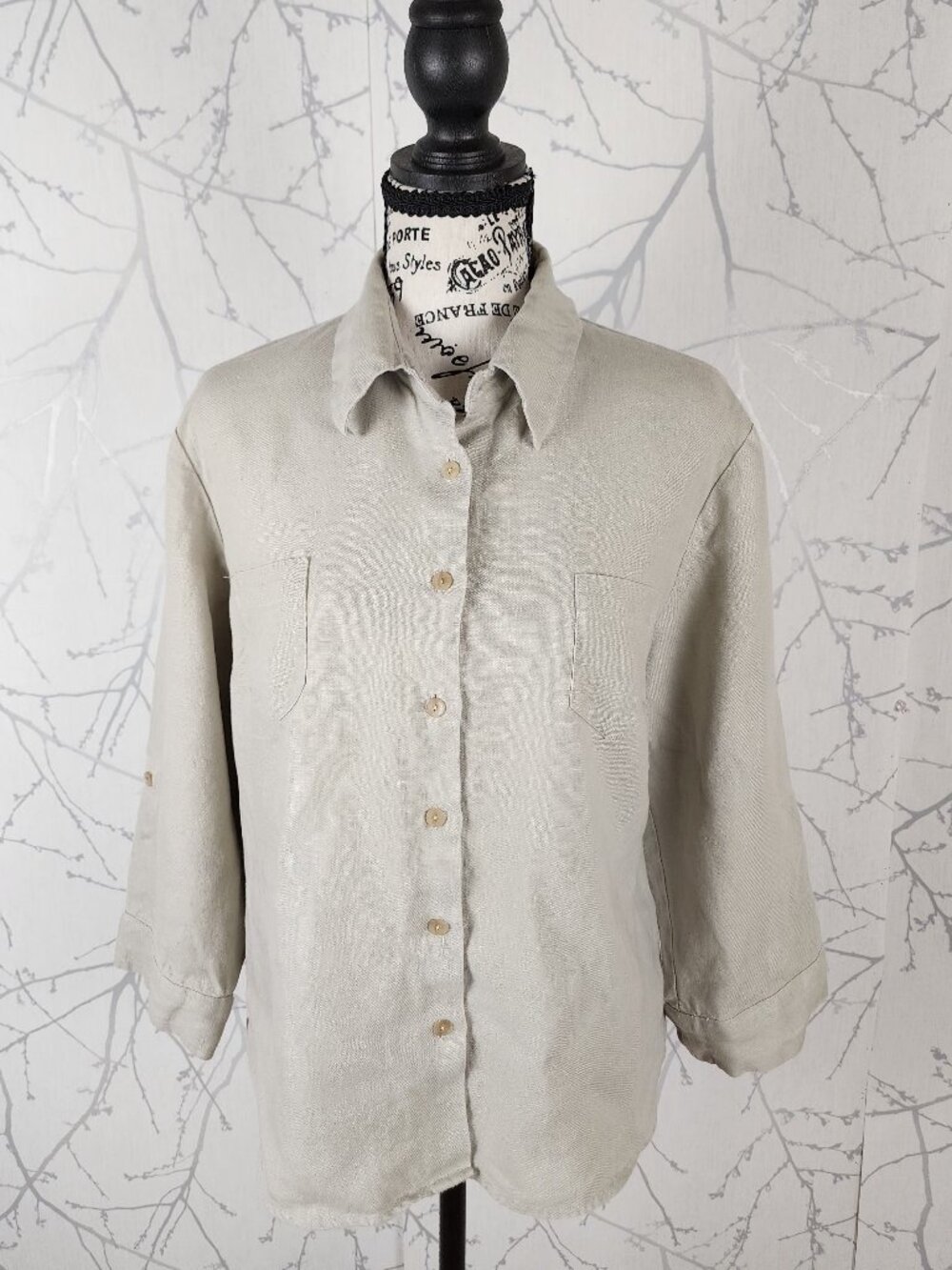 Outfit JPR Beige 100% Linen Button Front Shirt